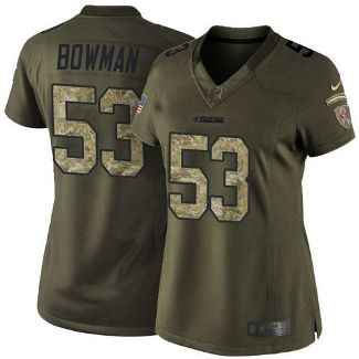 Women Nike San Francisco 49ers #53 NaVorro Bowman Green Stitched NFL Limited Salute To Service Jersey