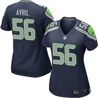 Women Nike Seattle Seahawks #56 Cliff Avril Steel Blue Team Color Stitched NFL Elite Jersey