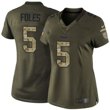 Women Nike St Louis Rams #5 Nick Foles Green Stitched NFL Limited Salute To Service Jersey
