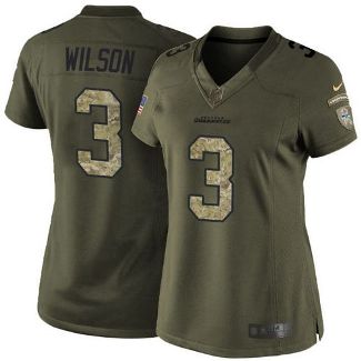 Women Nike Seattle Seahawks #3 Russell Wilson Green Stitched NFL Limited Salute To Service Jersey