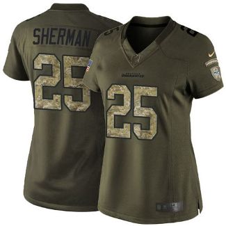Women Nike Seattle Seahawks #25 Richard Sherman Green Stitched NFL Limited Salute To Service Jersey