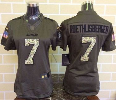 Women Nike Pittsburgh Steelers #7 Ben Roethlisberger Green Stitched NFL Limited Salute To Service Jersey