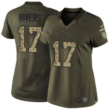 Women Nike San Diego Chargers #17 Philip Rivers Green Stitched NFL Limited Salute To Service Jersey