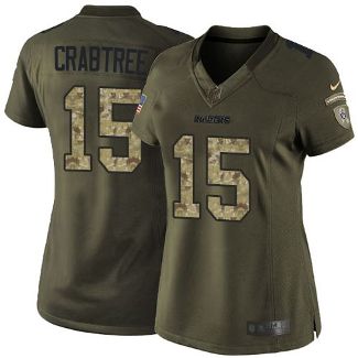 Women Nike Oakland Raiders #15 Michael Crabtree Green Stitched NFL Limited Salute To Service Jersey