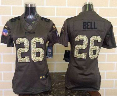 Women Nike Pittsburgh Steelers #26 Le'Veon Bell Green Stitched NFL Limited Salute To Service Jersey