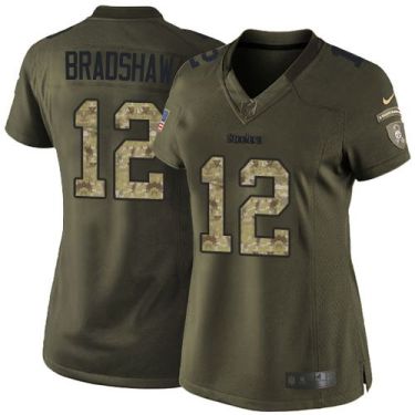 Women Nike Pittsburgh Steelers #12 Terry Bradshaw Green Stitched NFL Limited Salute To Service Jersey