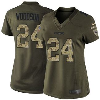 Women Nike Oakland Raiders #24 Charles Woodson Green Stitched NFL Limited Salute To Service Jersey