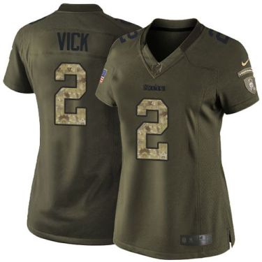 Women Nike Pittsburgh Steelers #2 Michael Vick Green Stitched NFL Limited Salute To Service Jersey