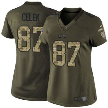 Women Nike Philadelphia Eagles #87 Brent Celek Green Stitched NFL Limited Salute To Service Jersey