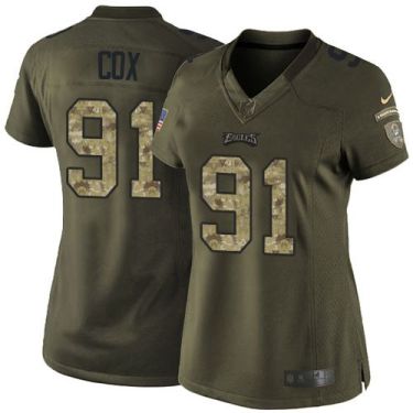Women Nike Philadelphia Eagles #91 Fletcher Cox Green Stitched NFL Limited Salute To Service Jersey