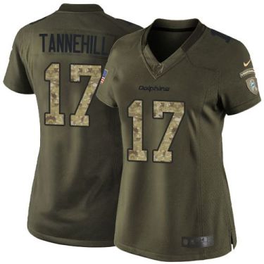 Women Nike Miami Dolphins #17 Ryan Tannehill Green Stitched NFL Limited Salute To Service Jersey
