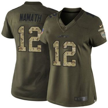 Women Nike New York Jets #12 Joe Namath Green Stitched NFL Limited Salute To Service Jersey