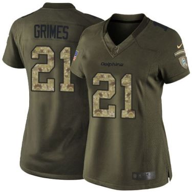 Women Nike Miami Dolphins #21 Brent Grimes Green Stitched NFL Limited Salute To Service Jersey