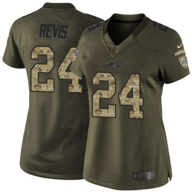 Women Nike New York Jets #24 Darrelle Revis Green Stitched NFL Limited Salute To Service Jersey