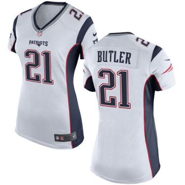 Women Nike New England Patriots #21 Malcolm Butler White Stitched NFL New Elite Jersey