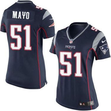 Women Nike New England Patriots #51 Jerod Mayo Navy Blue Team Color Stitched NFL New Elite Jersey