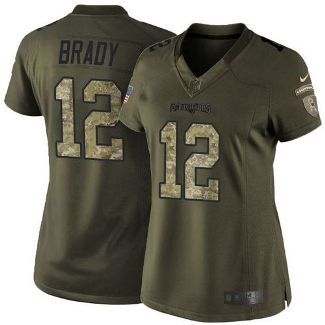 Women Nike New England Patriots #12 Tom Brady Green Stitched NFL Limited Salute To Service Jersey
