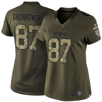 Women Nike New England Patriots #87 Rob Gronkowski Green Stitched NFL Limited Salute To Service Jersey