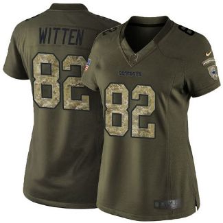Women Nike Dallas Cowboys #82 Jason Witten Green Stitched NFL Limited Salute To Service Jersey