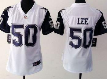 Women Nike Dallas Cowboys #50 Sean Lee White Stitched NFL Elite Rush Jersey