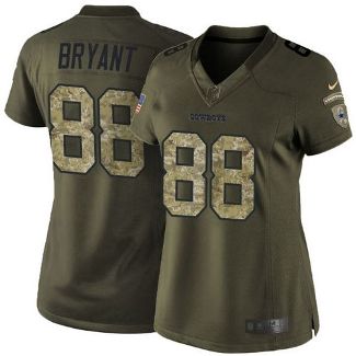 Women Nike Dallas Cowboys #88 Dez Bryant Green Stitched NFL Limited Salute To Service Jersey