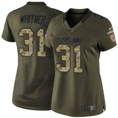 Women Nike Cleveland Browns #31 Donte Whitner Green Stitched NFL Limited Salute To Service Jersey