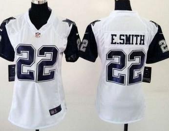 Women Nike Dallas Cowboys #22 Emmitt Smith White Stitched NFL Elite Rush Jersey
