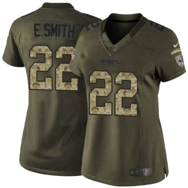 Women Nike Dallas Cowboys #22 Emmitt Smith Green Stitched NFL Limited Salute To Service Jersey