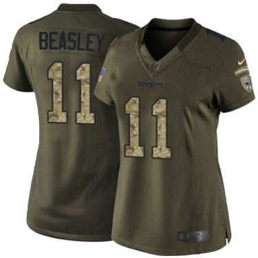 Women Nike Dallas Cowboys #11 Cole Beasley Green Stitched NFL Limited Salute To Service Jersey