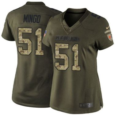 Women Nike Cleveland Browns #51 Barkevious Mingo Green Stitched NFL Limited Salute To Service Jersey
