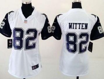 Women Nike Dallas Cowboys #82 Jason Witten White Stitched NFL Elite Rush Jersey
