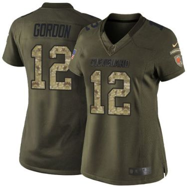 Women Nike Cleveland Browns #12 Josh Gordon Green Stitched NFL Limited Salute To Service Jersey