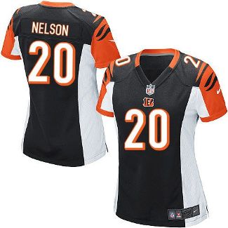 Women Nike Cincinnati Bengals #20 Reggie Nelson Black Team Color Stitched NFL Elite Jersey