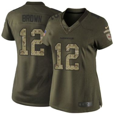 Women Nike Arizona Cardinals #12 John Brown Green Stitched NFL Limited Salute To Service Jersey