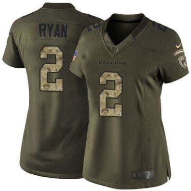 Women Nike Atlanta Falcons #2 Matt Ryan Green Stitched NFL Limited Salute To Service Jersey