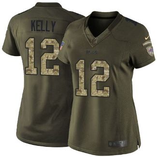 Women Nike Buffalo Bills #12 Jim Kelly Green Stitched NFL Limited Salute To Service Jersey