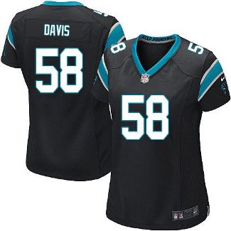 Women Nike Carolina Panthers #58 Thomas Davis Black Team Color Stitched NFL Elite Jersey