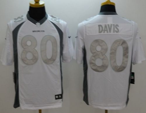 Nike Denver Broncos #80 Vernon Davis White Men's Stitched NFL Limited Platinum Jersey