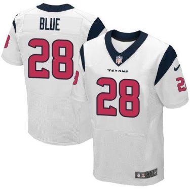 Nike Houston Texans #28 Alfred Blue White Men's Stitched NFL Elite Jersey