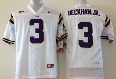 Youth LSU Tigers #3 Odell Beckham Jr White Stitched NCAA Jersey