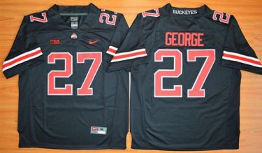 Ohio State Buckeyes #27 Eddie George Black(Red No.) Limited Stitched NCAA Jersey