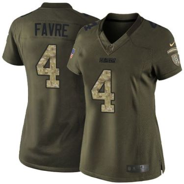 Women Nike Green Bay Packers #4 Brett Favre Green Stitched NFL Limited Salute To Service Jersey
