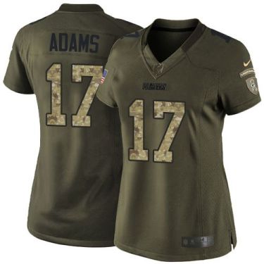 Women Nike Green Bay Packers #17 Davante Adams Green Stitched NFL Limited Salute To Service Jersey