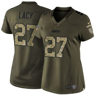 Women Nike Green Bay Packers #27 Eddie Lacy Green Stitched NFL Limited Salute To Service Jersey