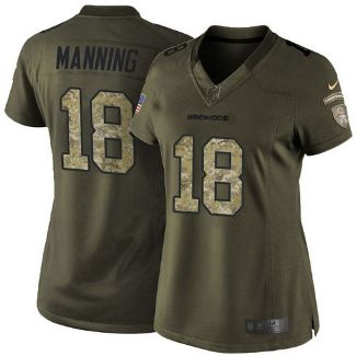 Women Nike Denver Broncos #18 Peyton Manning Green Stitched NFL Limited Salute To Service Jersey