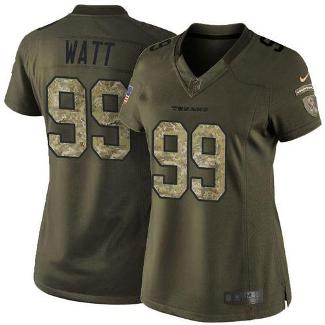 Women Nike Houston Texans #99 J.J. Watt Green Stitched NFL Limited Salute To Service Jersey