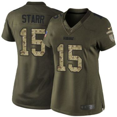 Women Nike Green Bay Packers #15 Bart Starr Green Stitched NFL Limited Salute To Service Jersey