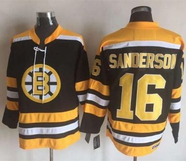 Boston Bruins #16 Derek Sanderson Black Yellow CCM Throwback New Stitched NHL Jersey