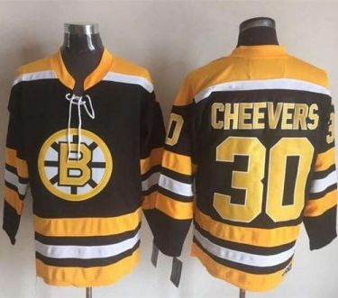 Boston Bruins #30 Gerry Cheevers Black Yellow CCM Throwback New Stitched NHL Jersey