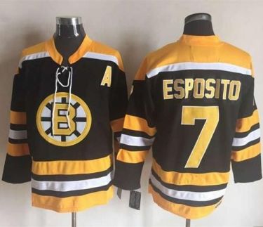 Boston Bruins #7 Phil Esposito Black Yellow CCM Throwback New Stitched NHL Jersey Boston Bruins #7 Phil Esposito Black Yellow CCM Throwback New Stitched NHL Jersey